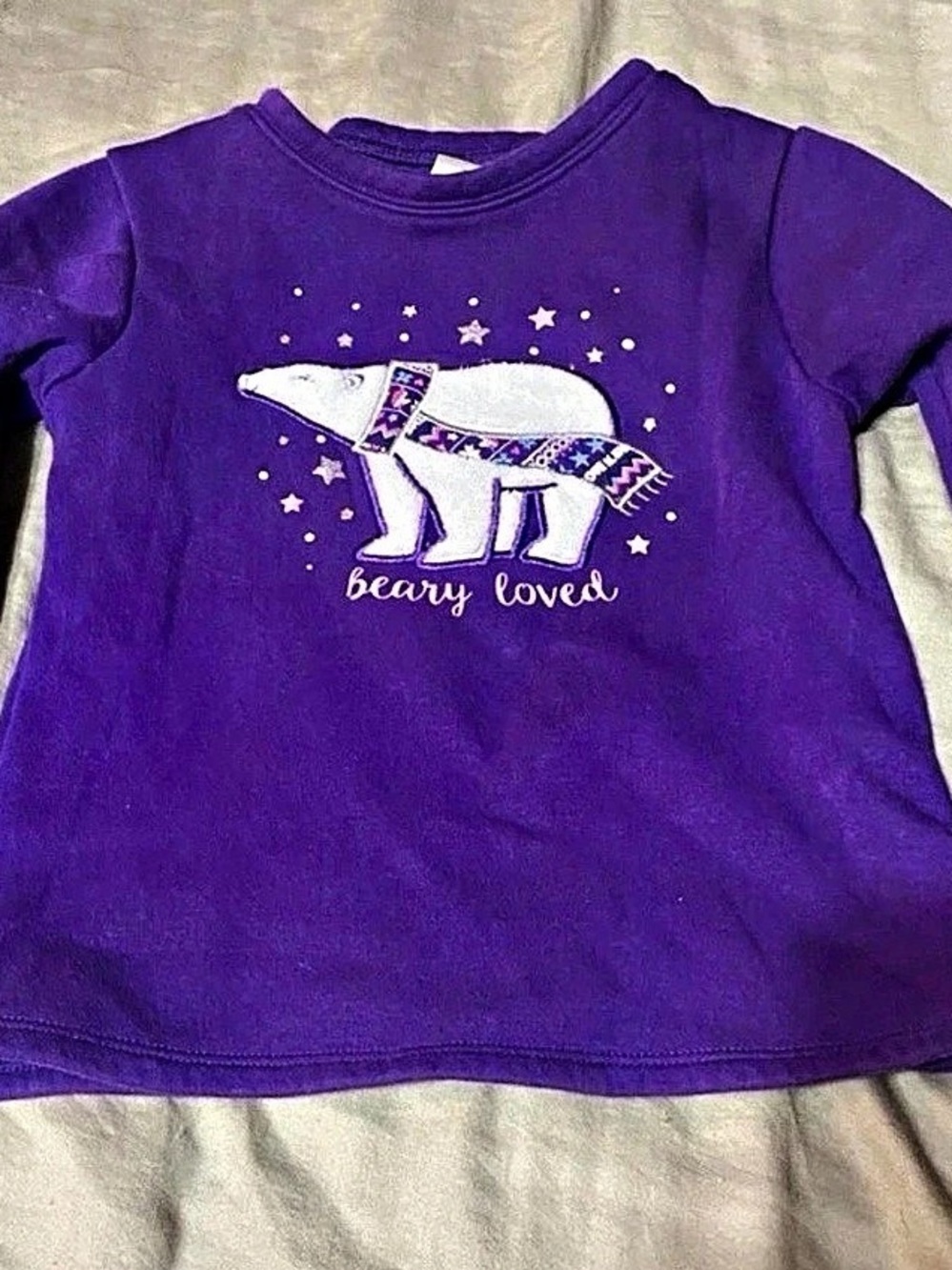 GarAnimals Bear Graphic Long Sleeve Sweatshirt 5TPurple